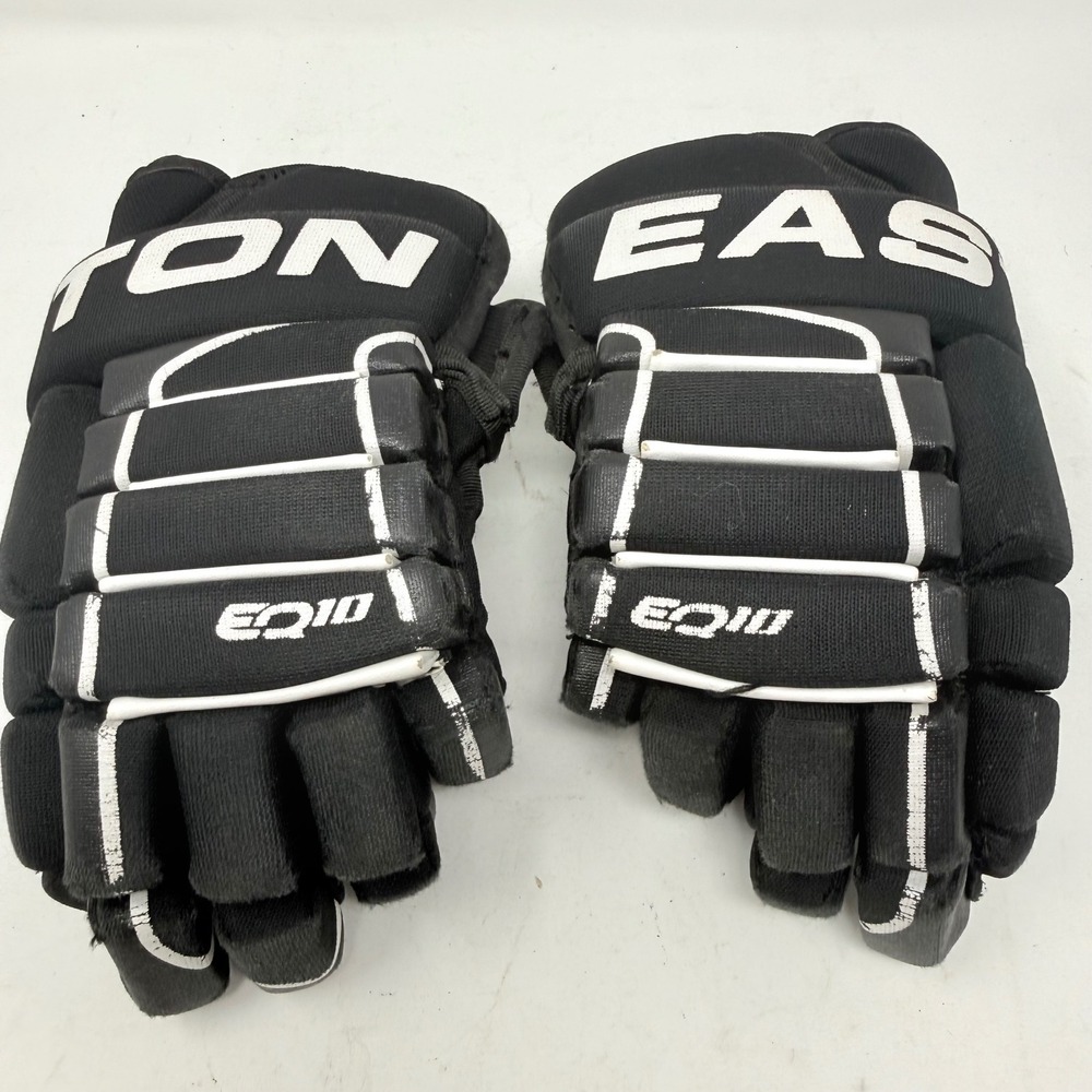Easton EQ10 Junior Ice Hockey Gloves Black White 11 Inch 28cm Kids Gear